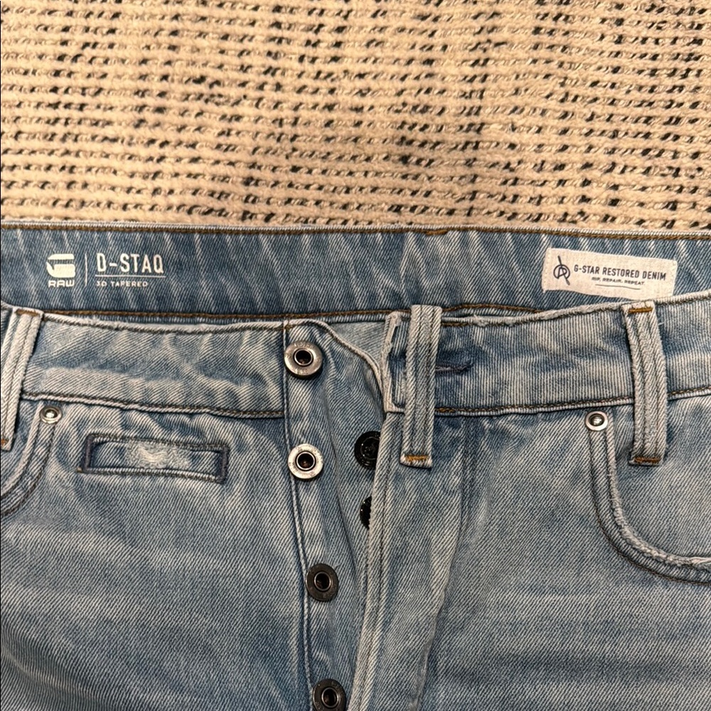G-Star D Staq 3D Tapered Distressed Jeans with Vintage-Inspired Look